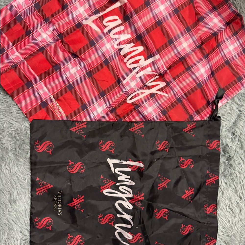 Victoria's Secret Red Plaid and Black Lingerie Bags - Picture 1 of 1